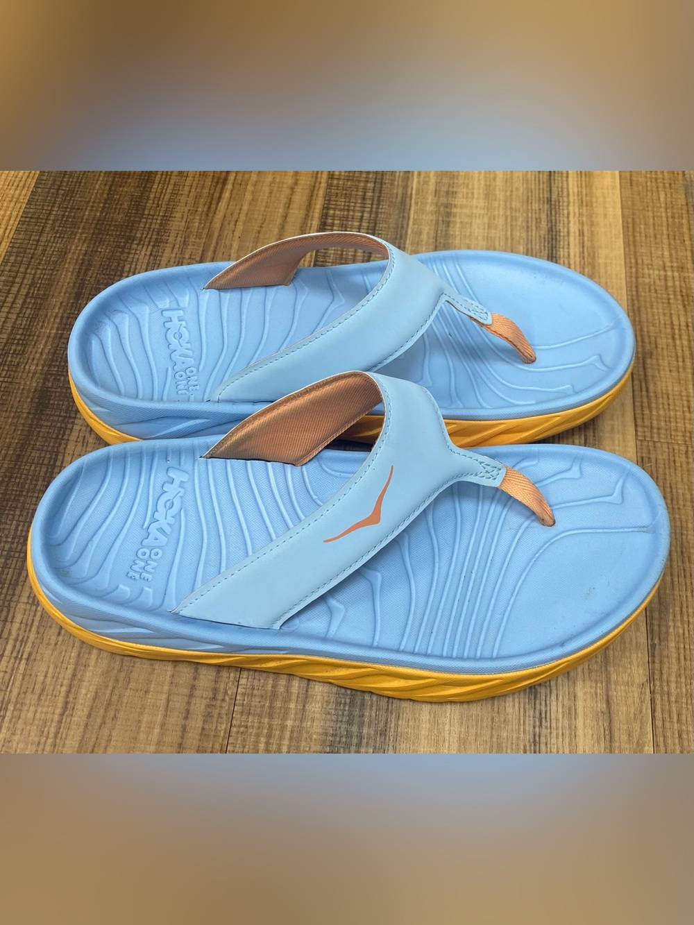 Hoka One One Ora Sandals Womens 10 Light Blue Recovery Flip Flop Thong Comfort
